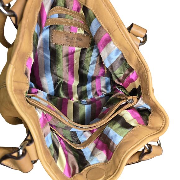 Tan Tignanello Soft Leather Purse Handbag 15x10x4 with Matching Wallet 7.5x4 - Picture 9 of 13